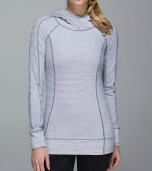 Lululemon Think Fast Hoodie Mini Check Pique White Heathered Slate Gray 8
